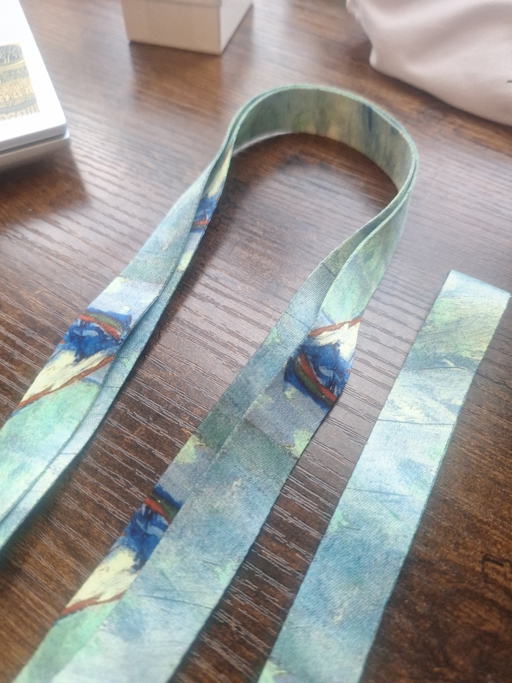 Blue Green Abstract Print Phone Lanyard Case Strap - Picture 2 of 4
